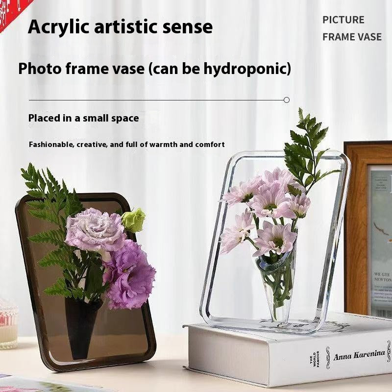 💐【Kup 1, otrzymaj 1 gratis】Wysokiej jakości wazon z ramką na zdjęcia na biurko